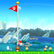 Above: Mario the conqueror raises his own flag at the end of a level in Super Mario Run.